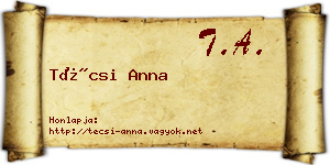 Técsi Anna névjegykártya